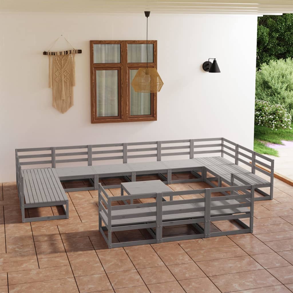 vidaXL 14 Piece Garden Lounge Set Solid Pinewood