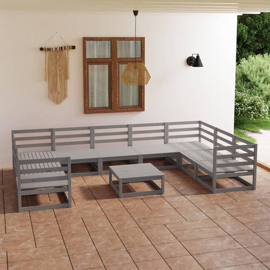 vidaXL 10 Piece Garden Lounge Set Solid Pinewood ¥_š805662+805702+2x805707)