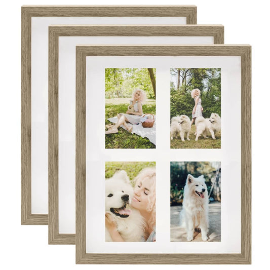 vidaXL 3D Box Photo Frames 3 pcs Dark Wood 28x35cm for 4x