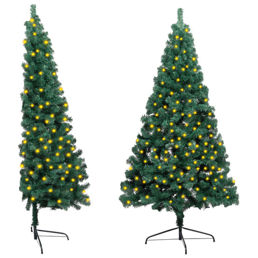 vidaXL Artificial Half Pre-lit Christmas Tree with Stand Green 150 cm PVC