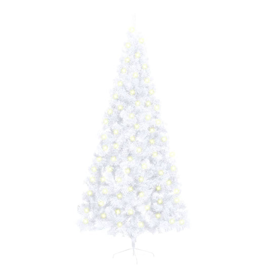 vidaXL Artificial Half Pre-lit Christmas Tree with Stand White 210 cm PVC
