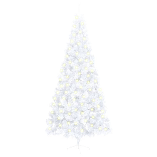 vidaXL Artificial Half Pre-lit Christmas Tree with Stand White 240 cm PVC