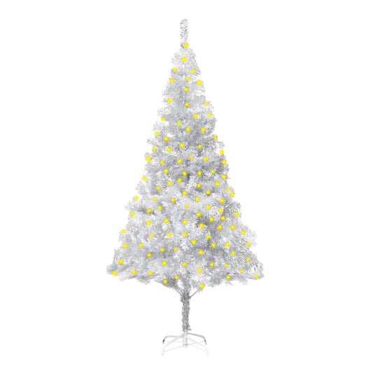 vidaXL Artificial Pre-lit Christmas Tree with Stand Silver 180 cm PET