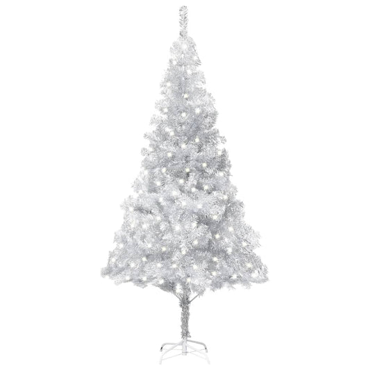 vidaXL Artificial Pre-lit Christmas Tree with Stand Silver 240 cm PET
