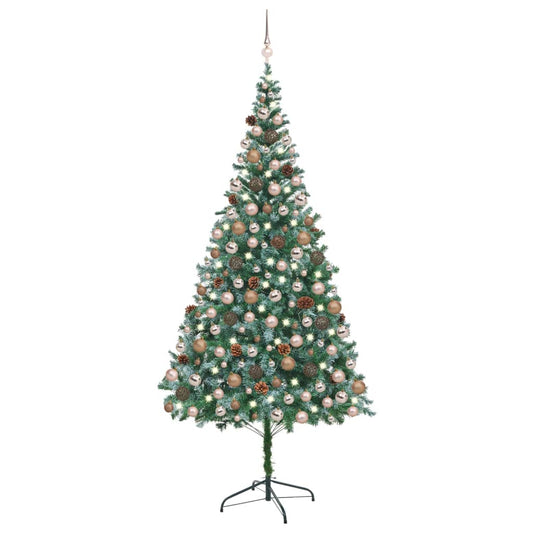 vidaXL Artificial Pre-lit Christmas Tree with Ball Set Pinecones 210 cm
