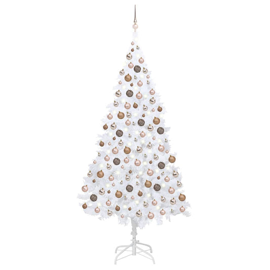 vidaXL Artificial Pre-lit Christmas Tree with Ball Set White 240 cm