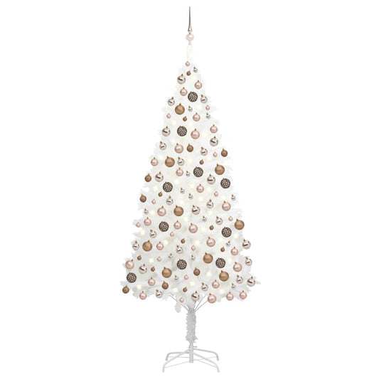 vidaXL Artificial Pre-lit Christmas Tree with Ball Set White 240 cm