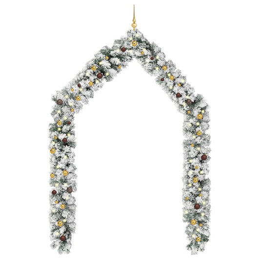 vidaXL Christmas Garland with LEDs&Ball Set Green 5 m PVC