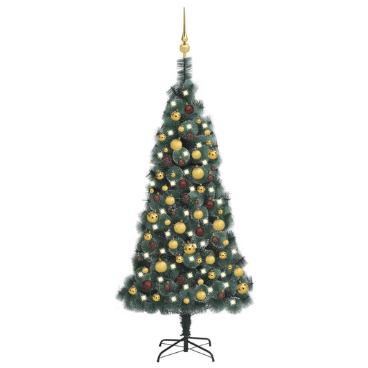 vidaXL Artificial Christmas Tree LEDs&Ball Set Green 150 cm PVC&PE