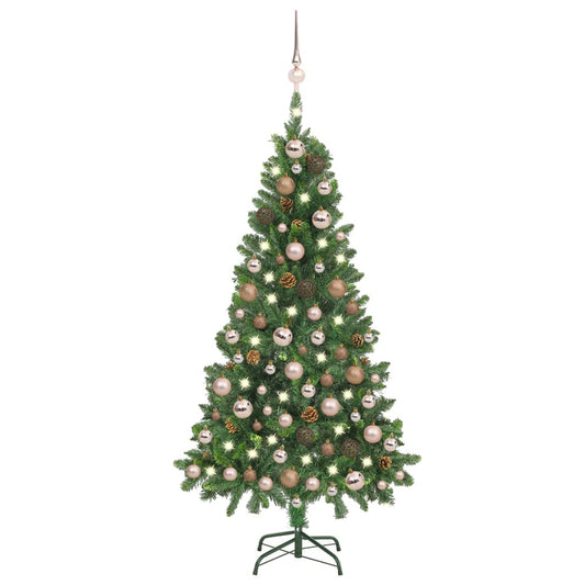 vidaXL Artificial Pre-lit Christmas Tree with Ball Set&Pine Cones 150 cm