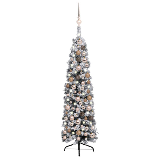 vidaXL Slim Artificial Pre-lit Christmas Tree with Ball Set Green 150 cm