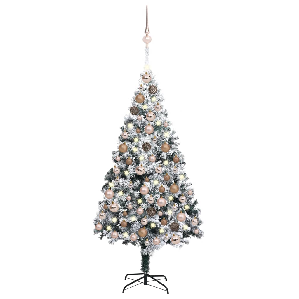 vidaXL Artificial Pre-lit Christmas Tree with Ball Set Green 180 cm PVC