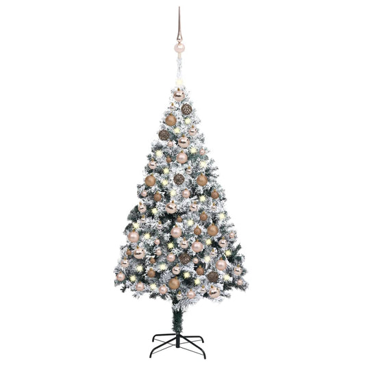 vidaXL Artificial Pre-lit Christmas Tree with Ball Set Green 180 cm PVC