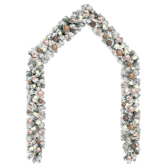 vidaXL Christmas Garland with LEDs&Ball Set Green 5 m PVC