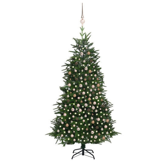 vidaXL Artificial Christmas Tree LEDs&Ball Set Green 240 cm PVC&PE