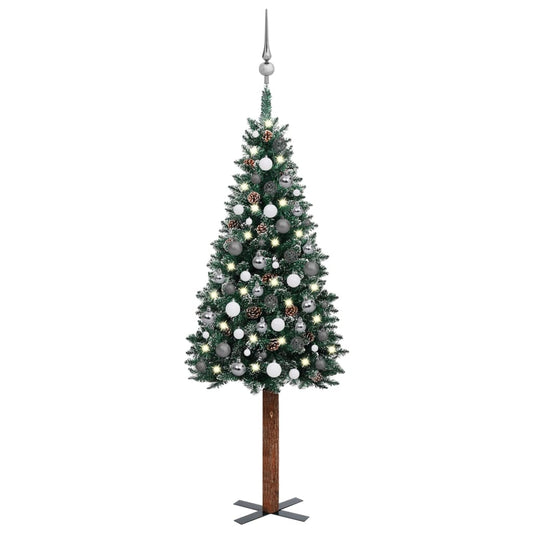 vidaXL Slim Pre-lit Christmas Tree with Ball Set Green 150 cm