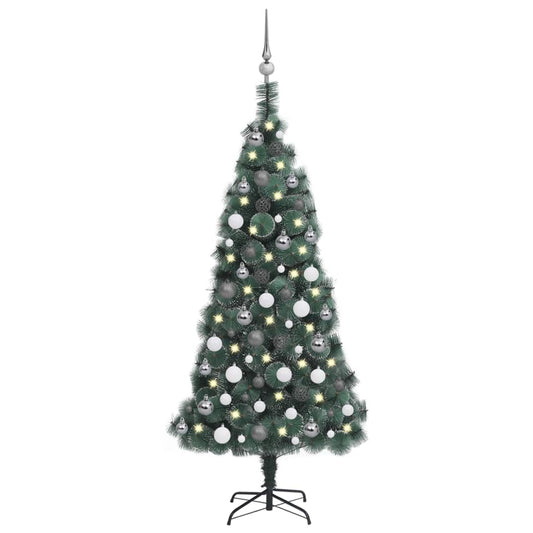 vidaXL Artificial Christmas Tree LEDs&Ball Set Green 120 cm PVC&PE
