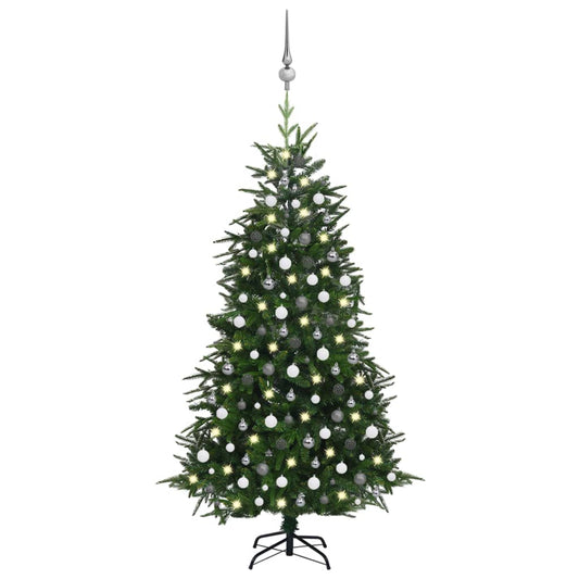 vidaXL Artificial Christmas Tree LEDs&Ball Set Green 240 cm PVC&PE
