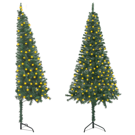 vidaXL Corner Artificial Pre-lit Christmas Tree Green 240 cm PVC