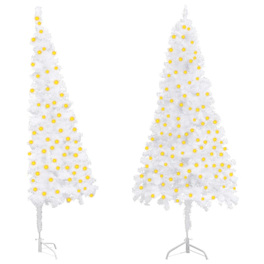 vidaXL Corner Artificial Pre-lit Christmas Tree White 180 cm PVC