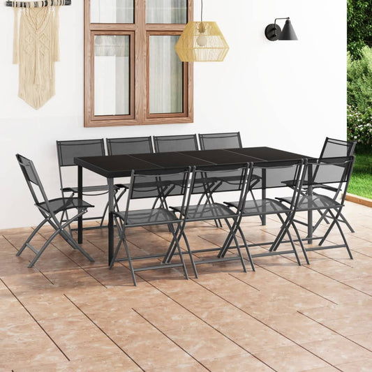 vidaXL 11 Piece Outdoor Dining Set Steel