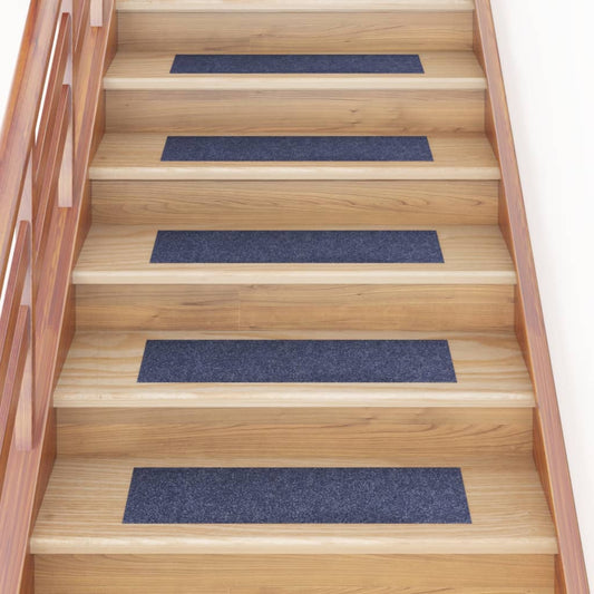 vidaXL Self-adhesive Stair Mats Rectangular 15 pcs 76x20 cm Grey Blue