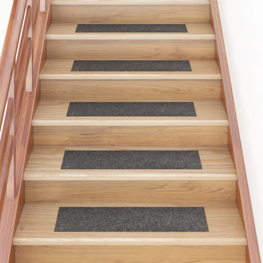 vidaXL Self-adhesive Stair Mats Rectangular 15 pcs 76x20 cm Grey Brown