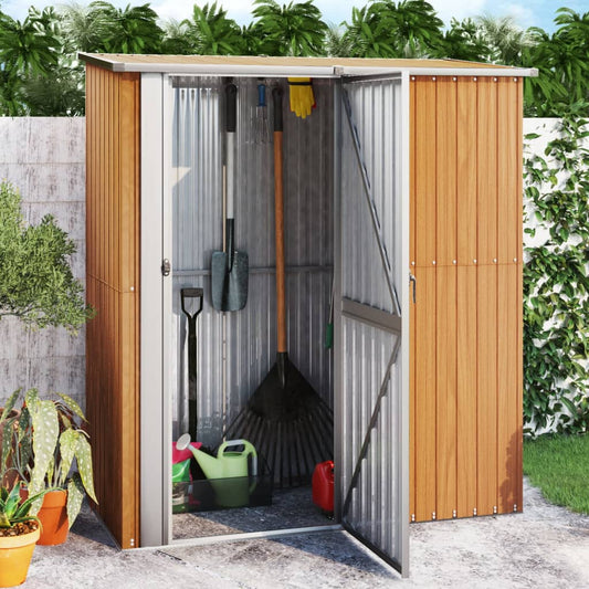 vidaXL Garden Shed 180.5x97x209.5 cm Galvanised Steel Wooden Look