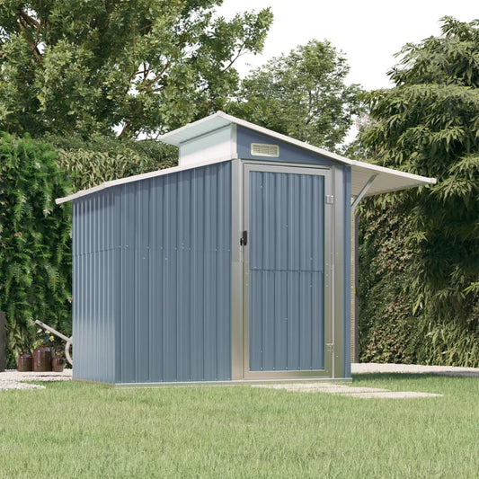 vidaXL Garden Shed Grey 270x130x208.5 cm Galvanised Steel