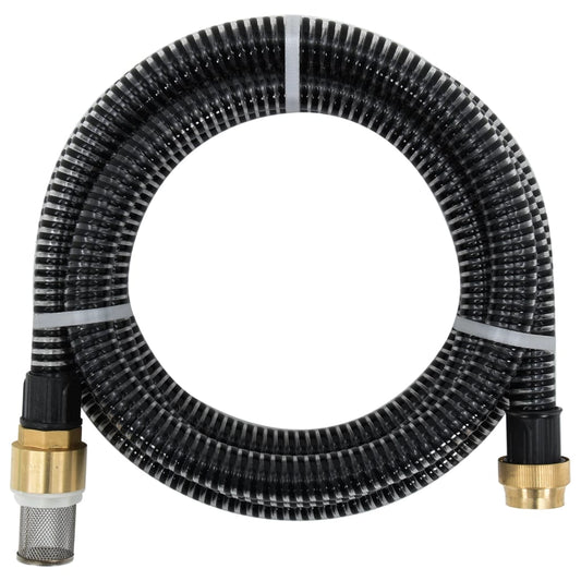 vidaXL Suction Hose with Brass Connectors Black 1.1" 15 m PVC