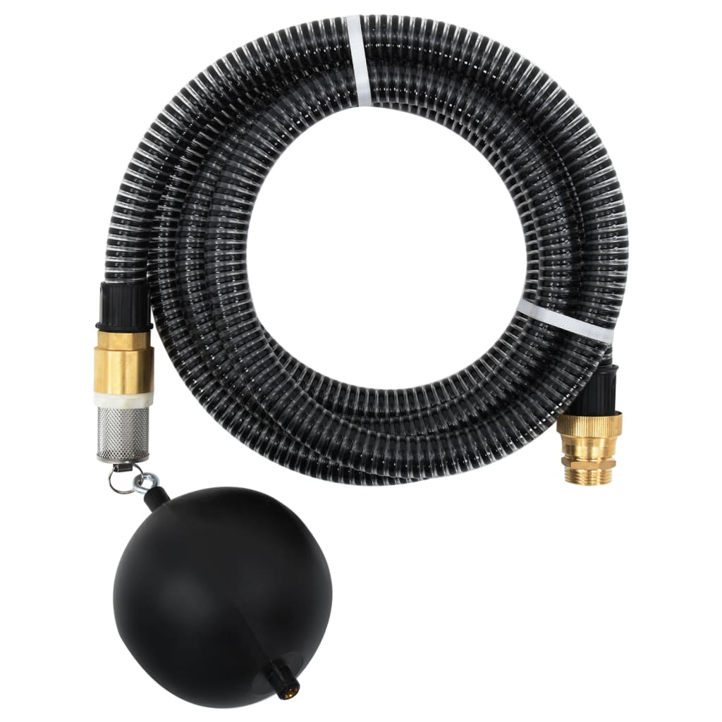 vidaXL Suction Hose with Brass Connectors Black 1.1" 25 m PVC