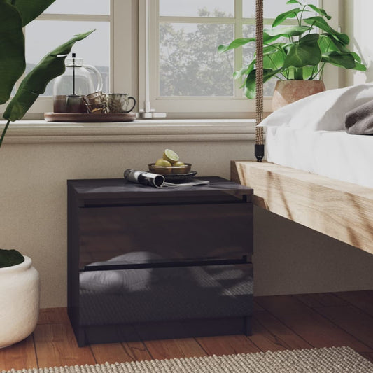 vidaXL Bed Cabinet High Gloss Grey 50x39x43.5 cm Engineered Wood