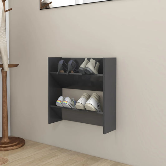 vidaXL Wall Shoe Cabinet Grey 60x18x60 cm Engineered Wood