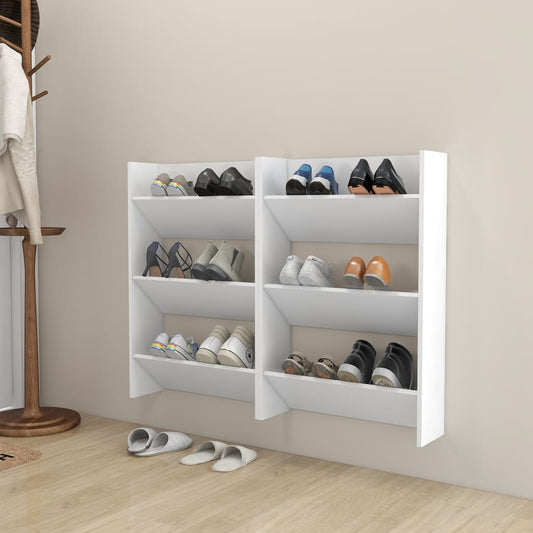 vidaXL Wall Shoe Cabinets 2 pcs  White 60x18x90 cm Engineered Wood
