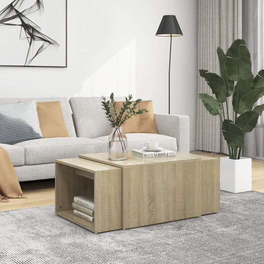 vidaXL 3 Piece Nesting Coffee Table Set Sonoma Oak 60x60x38 cm