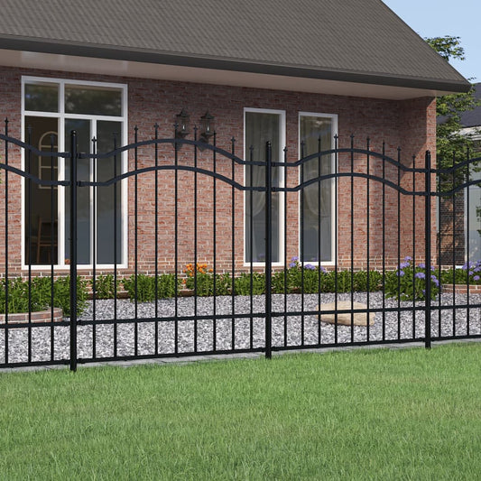 vidaXL Garden Fence with Spear Top Black 165 cm Powder-coated Steel