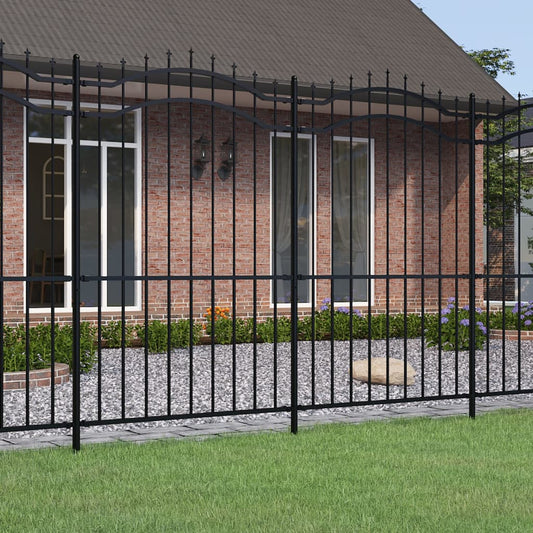 vidaXL Garden Fence with Spear Top Black 222 cm Powder-coated Steel