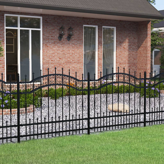 vidaXL Garden Fence with Spear Top Black 140 cm Powder-coated Steel