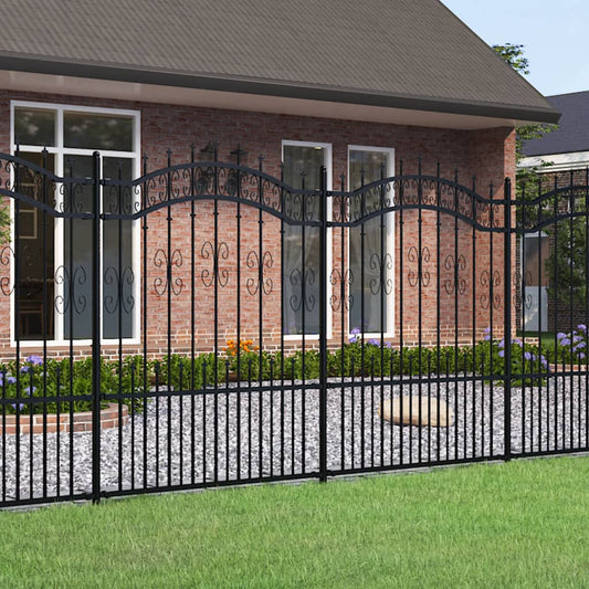 vidaXL Garden Fence with Spear Top Black 190 cm Powder-coated Steel
