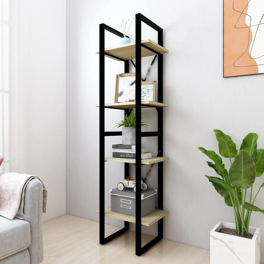 vidaXL 4-Tier Book Cabinet Sonoma Oak 40x30x140 cm Engineered Wood
