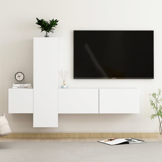 vidaXL 3 Piece TV Cabinet Set White Engineered Wood