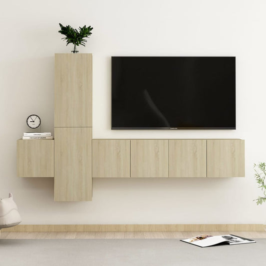 vidaXL 5 Piece TV Cabinet Set Sonoma Oak Engineered Wood