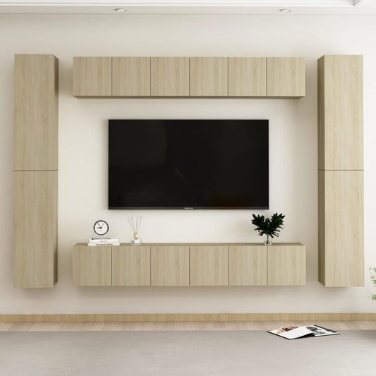 vidaXL 10 Piece TV Cabinet Set Sonoma Oak Engineered Wood