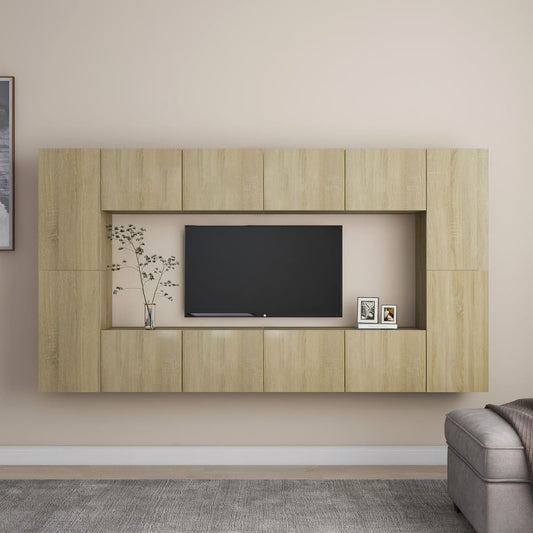 vidaXL 8 Piece TV Cabinet Set Sonoma Oak Engineered Wood