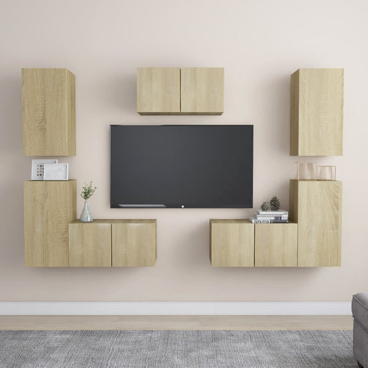vidaXL 7 Piece TV Cabinet Set Sonoma Oak Engineered Wood