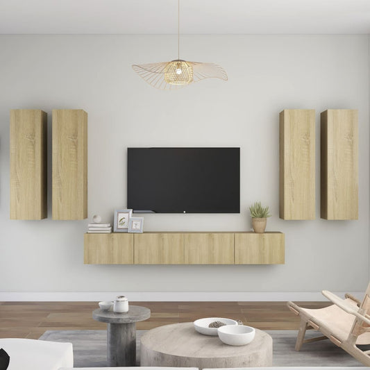 vidaXL 6 Piece TV Cabinet Set Sonoma Oak Engineered Wood