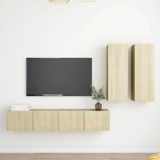 vidaXL 4 Piece TV Cabinet Set Sonoma Oak Engineered Wood
