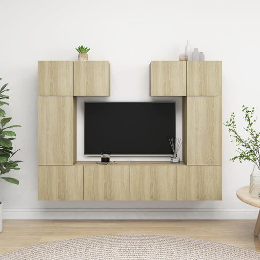 vidaXL 6 Piece TV Cabinet Set Sonoma Oak Engineered Wood