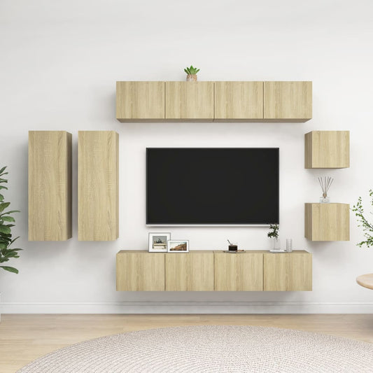 vidaXL 8 Piece TV Cabinet Set Sonoma Oak Engineered Wood