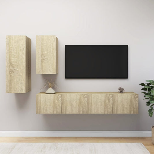 vidaXL 4 Piece TV Cabinet Set Sonoma Oak Engineered Wood